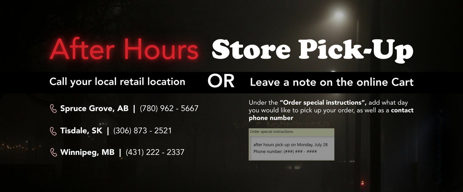 A graphic depicting that Bee Maid Bee Supplies offers After Hours Store Pick-Up options