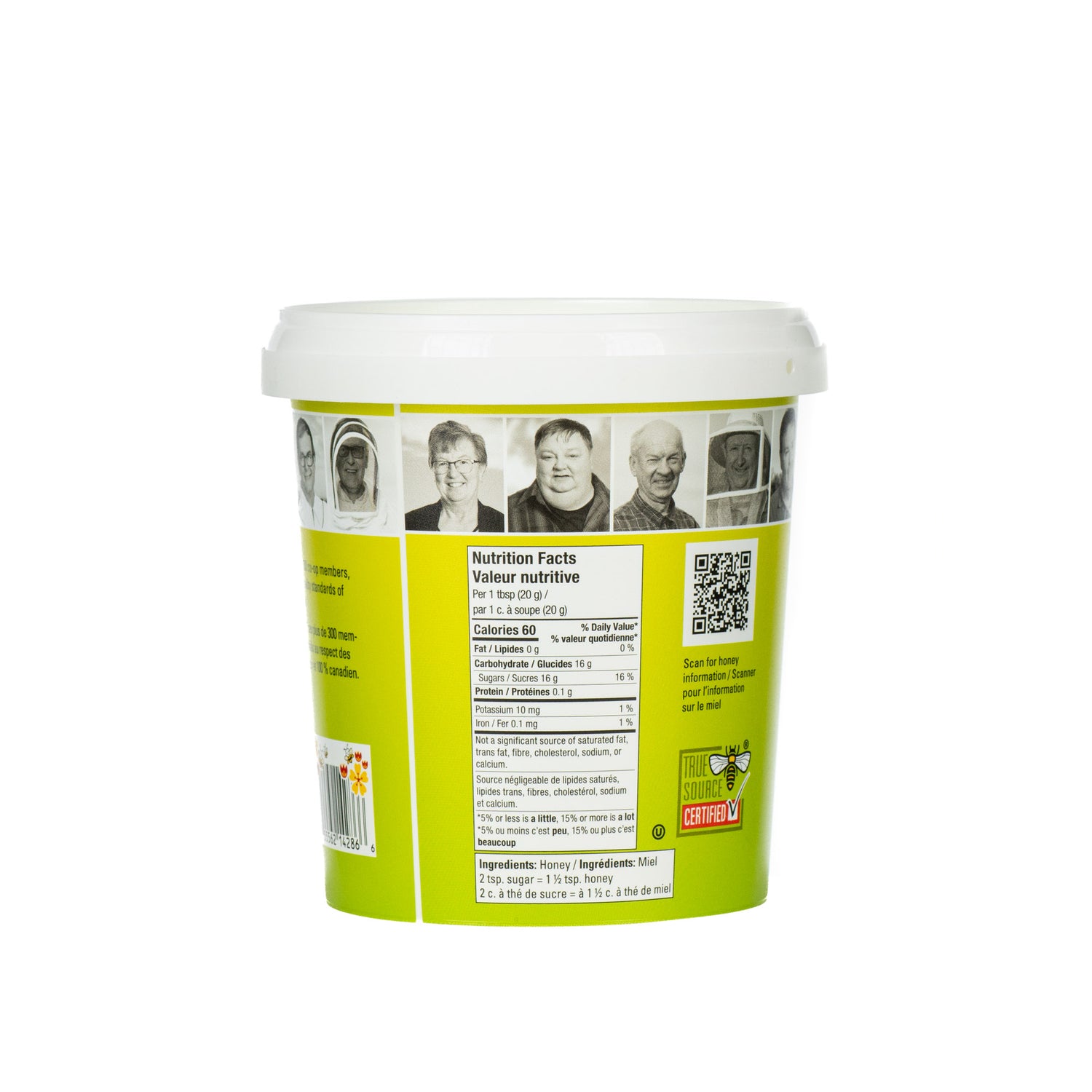 1-kilogram green plastic tub of BeeMaid creamed honey, with branding visible on a white background.