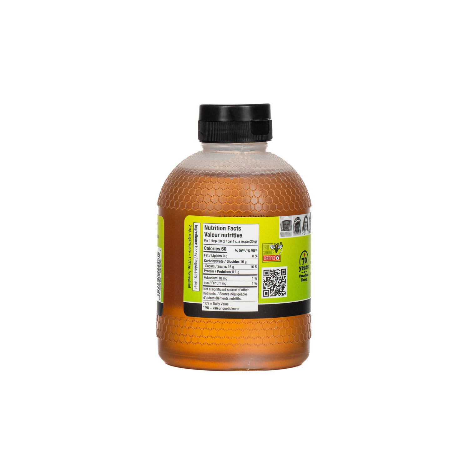 A plastic bottle of BeeMaid liquid honey, 500 grams.