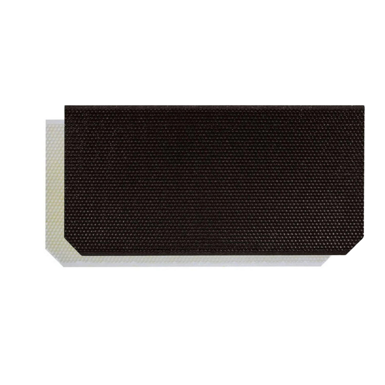 Two wax-coated plastic foundation sheets used for beekeeping on a white background.