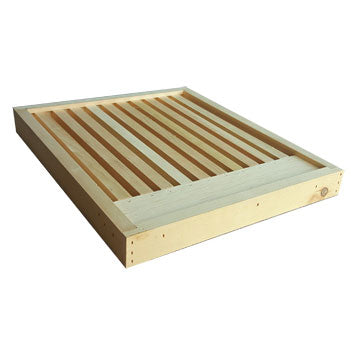 wooden board with slatted top on white background
