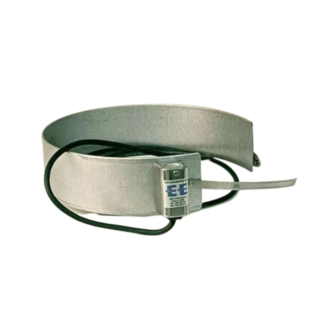 A silver-colored 5-gallon pail heater with a control knob and electrical cord.