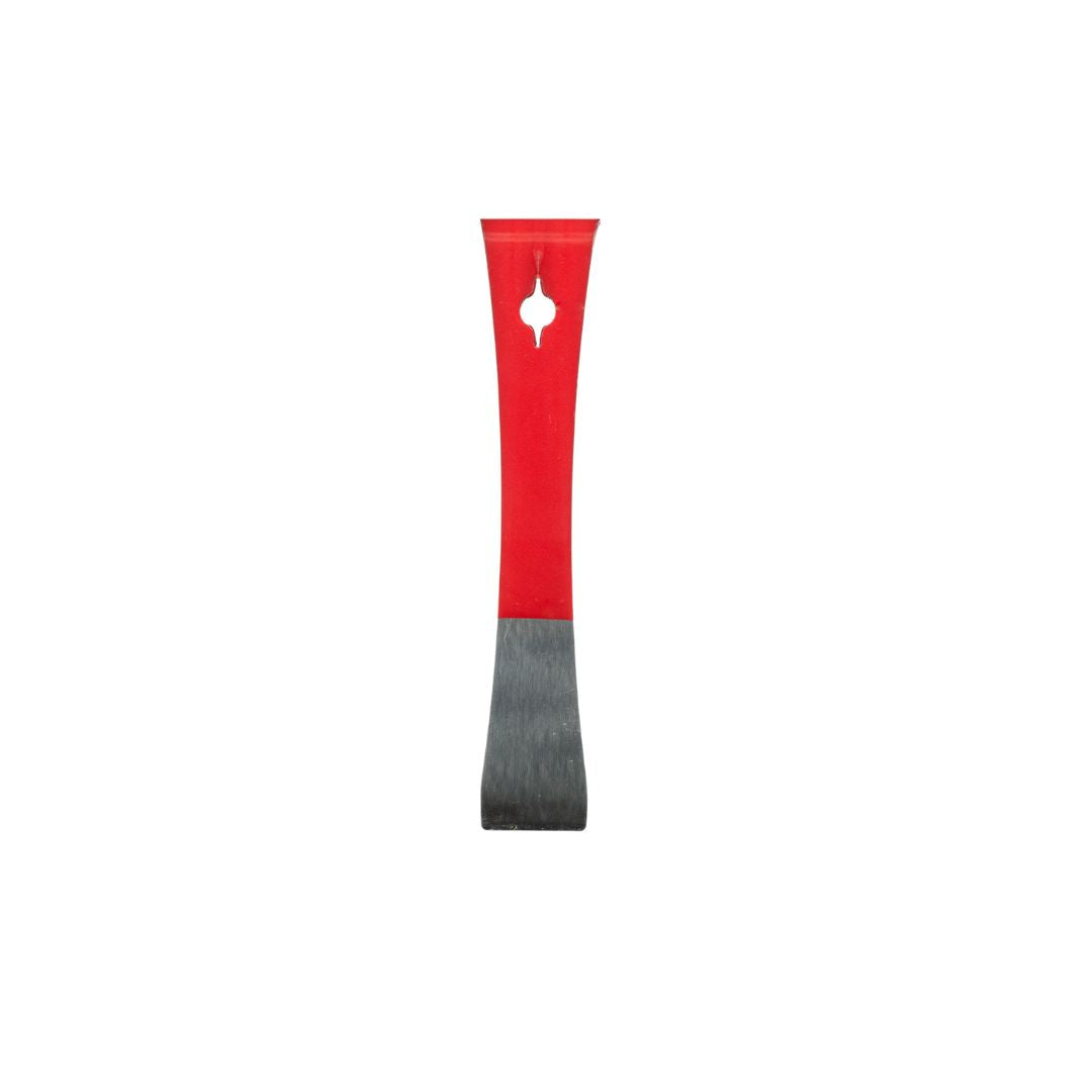 A 7 1/2 inch hive tool with a red handle and a gray steel head, designed for beekeeping activities on a white background.