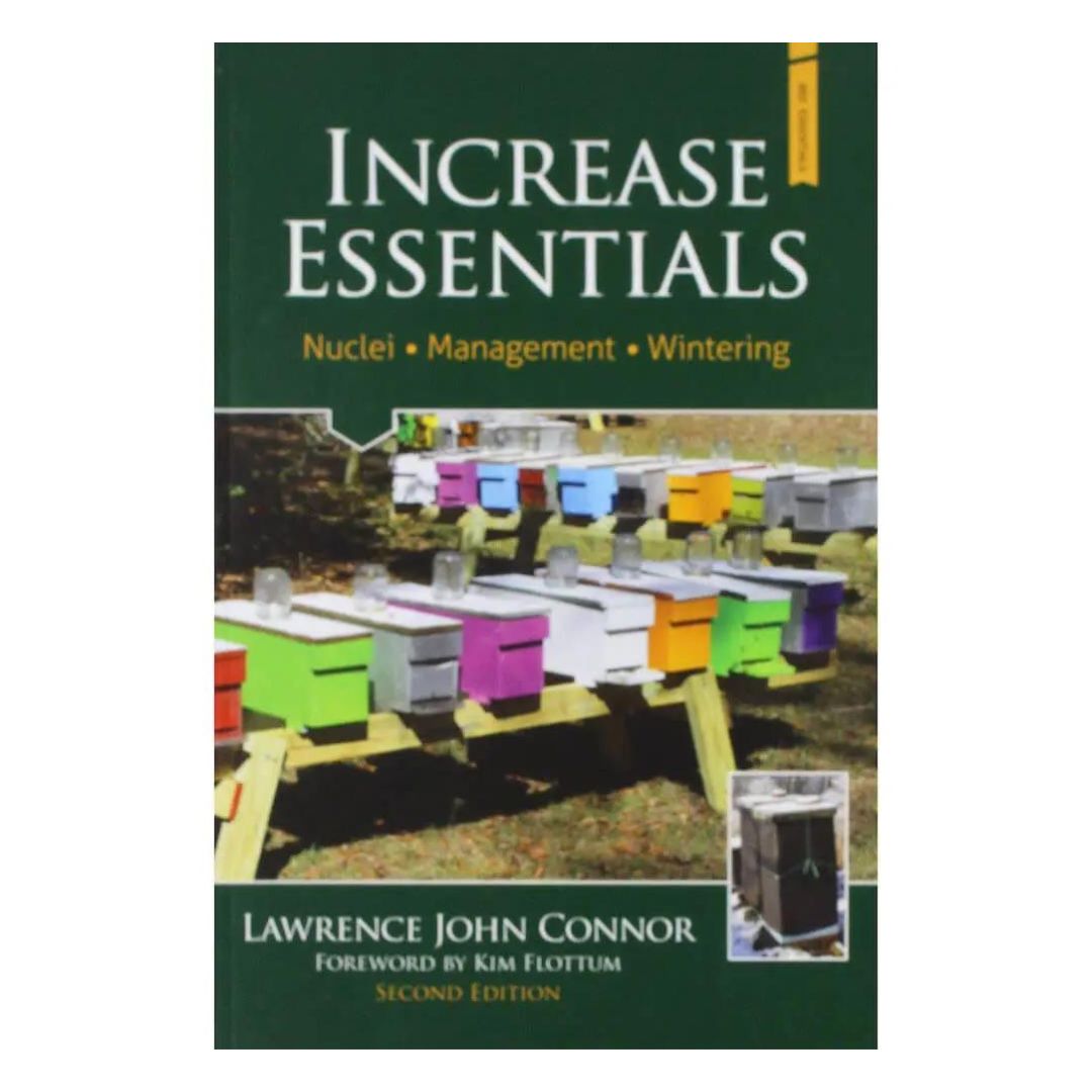 Cover of the book 'INCREASE ESSENTIALS' by Lawrence John Connor featuring a photo of beehives on a white background