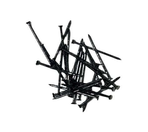 A pile of black coated flathead nails