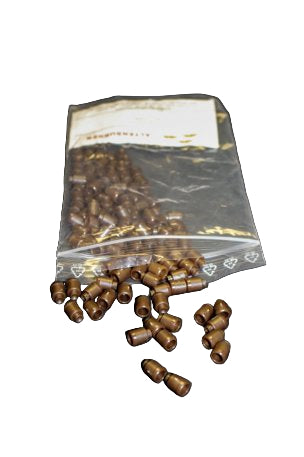 A bag of small Jenter cell plugs with a clear plastic bag on a white background
