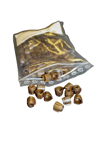 A bag of large Jenter cell plugs with a clear plastic bag on a white background