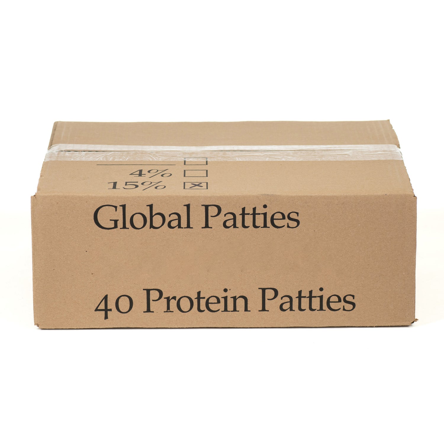 A box of 40 Protein Global Patties on a white background.