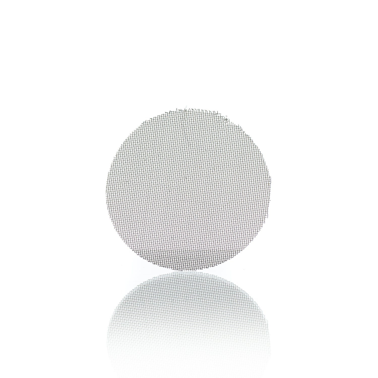 A silver stainless steel mesh disc designed for use with bee feeder lids.