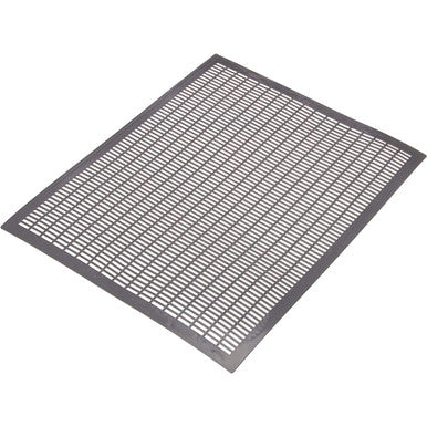 A plastic queen excluder with a grid-like pattern, designed for beekeeping to fit between brood boxes and honey supers.