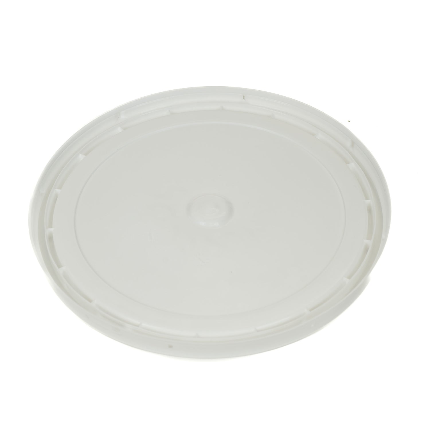A white plastic lid designed to fit on a 15kg or 30kg plastic pail.