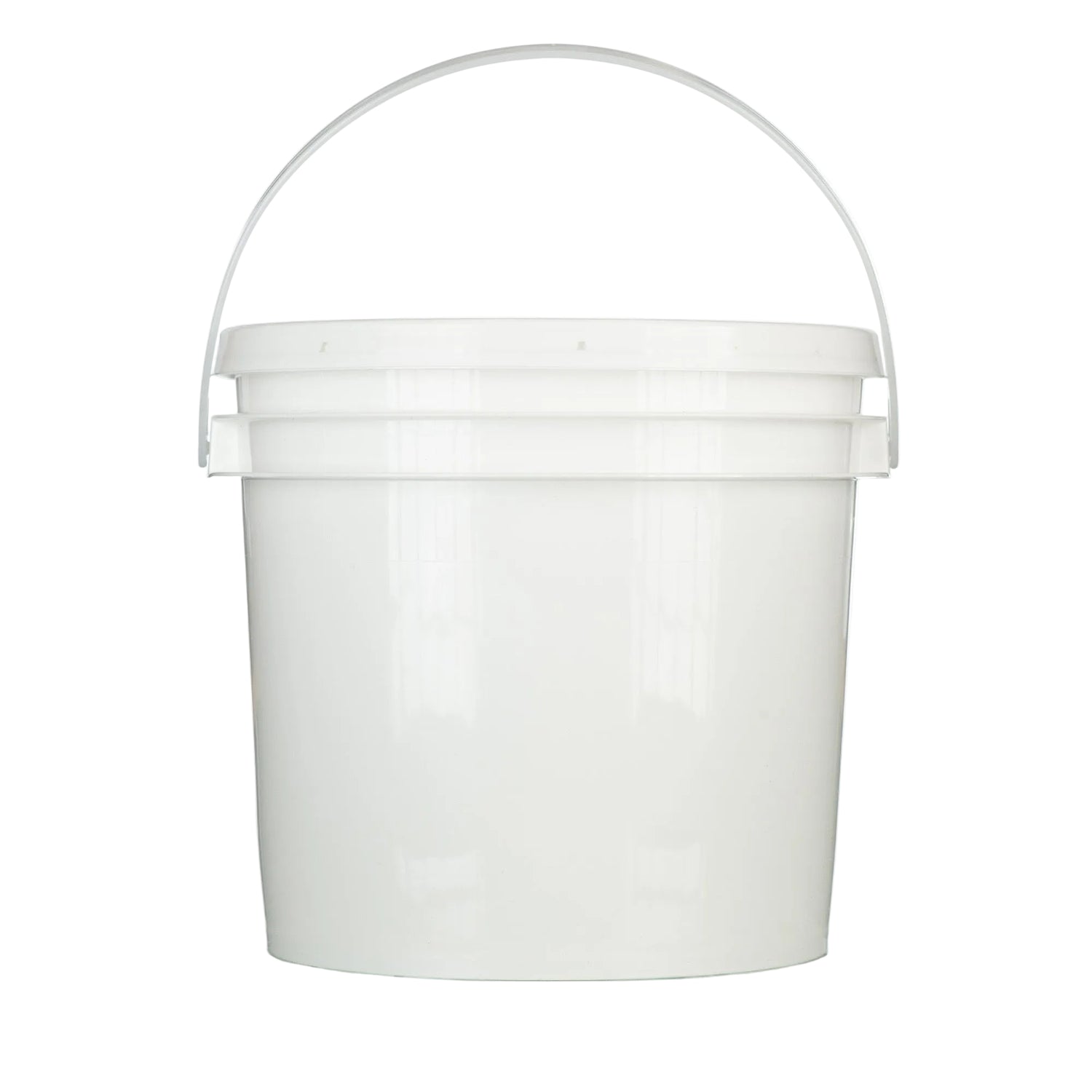 A white 7kg plastic pail with a handle and a snap-on lid.