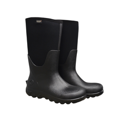 Pair of black rubber boots on a white background
