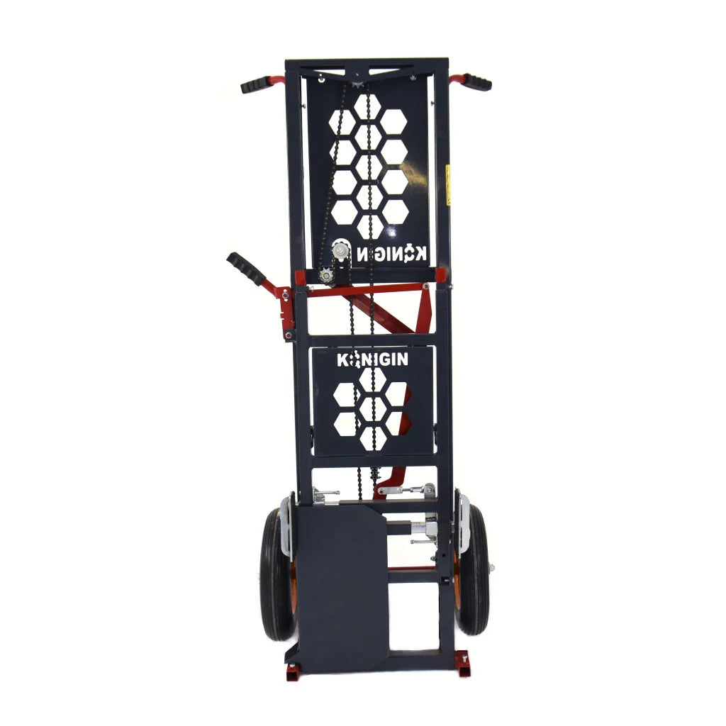 a manual beehive lifter with red accents and KONIGIN branding on a white background
