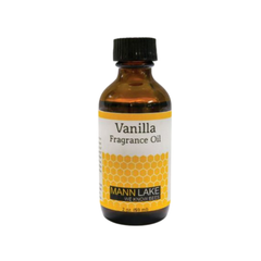 Bottle of Vanilla Fragrance Oil by Mann Lake on a white background