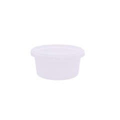 A small white plastic container on a white background