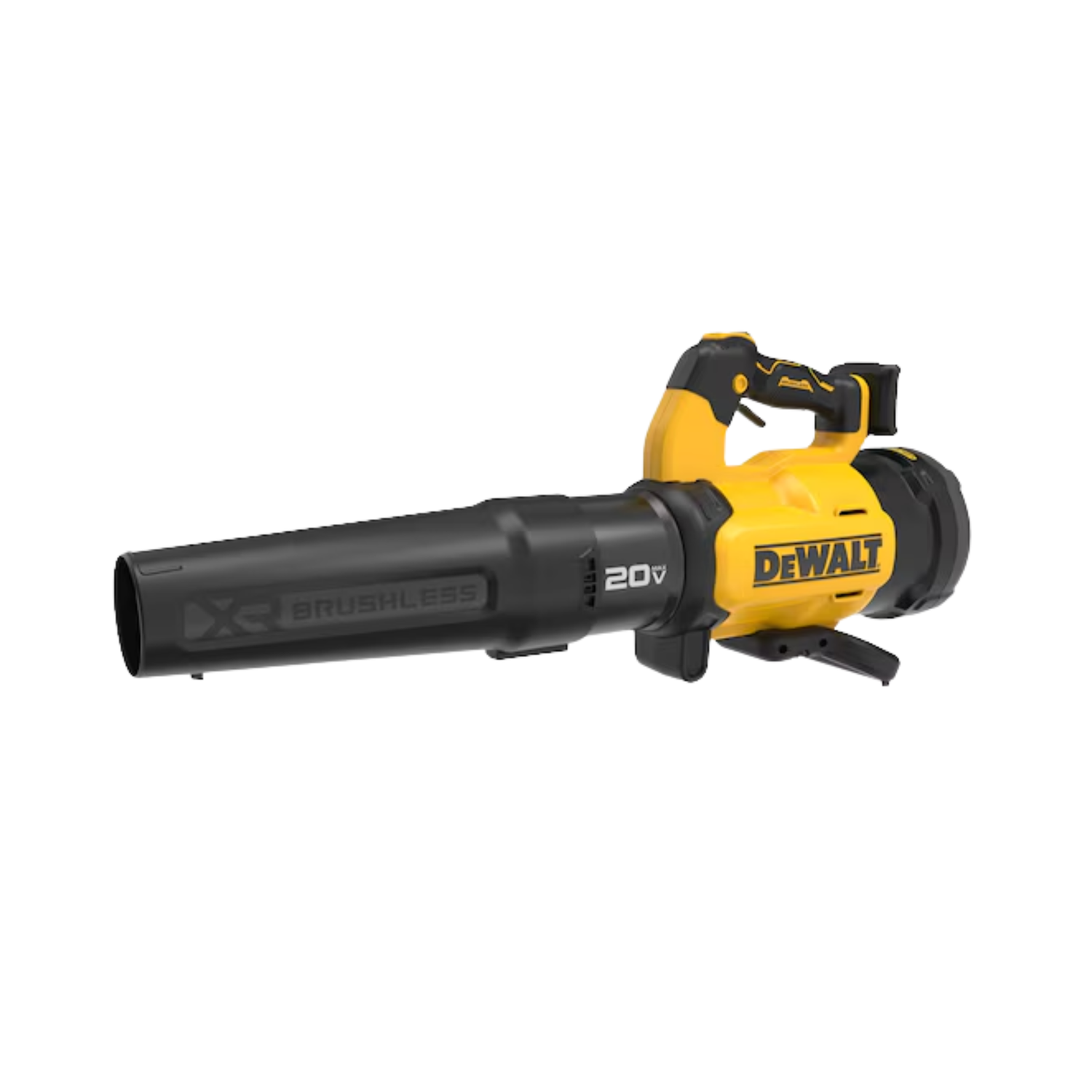 Black and yellow DEWALT blower on a white background