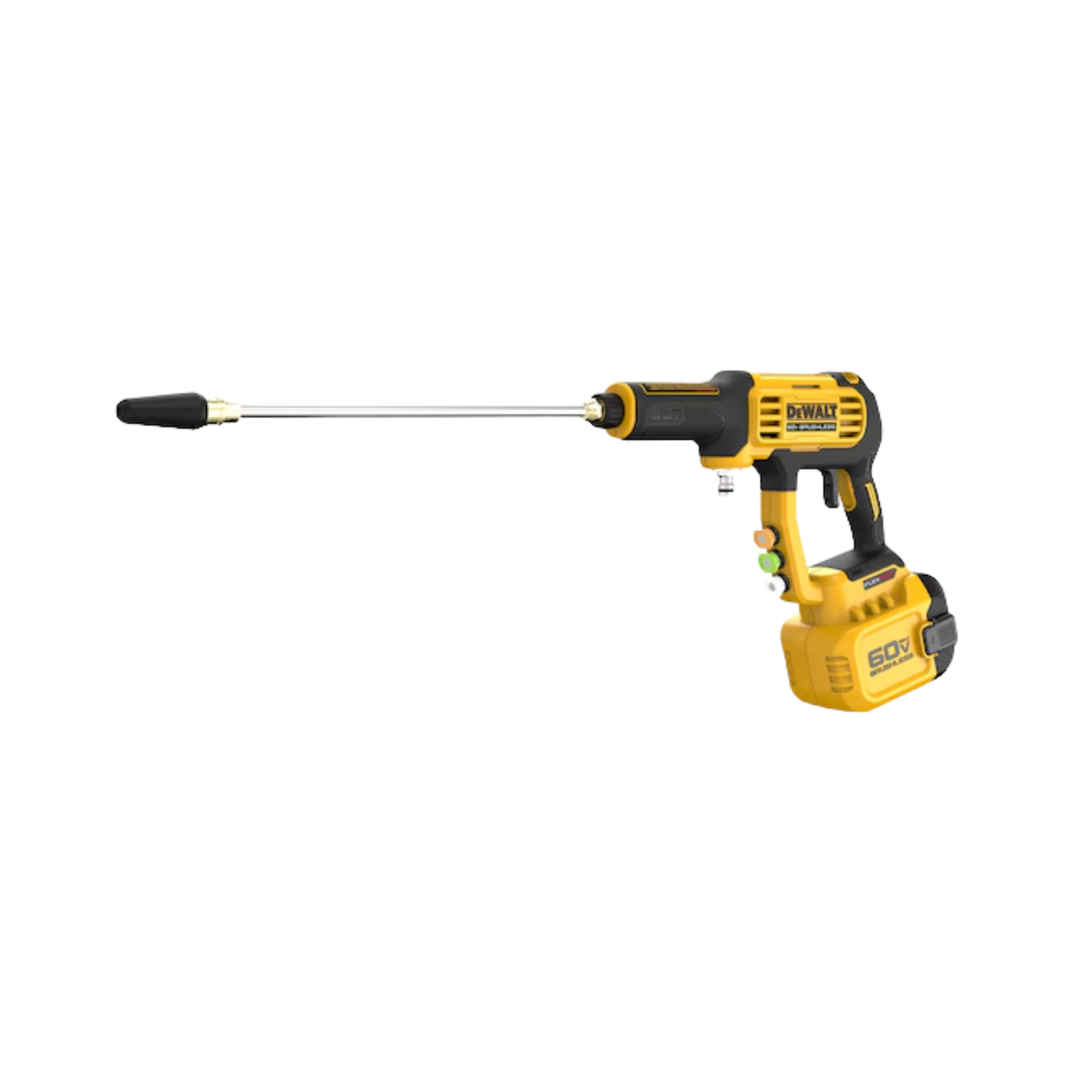 Yellow and black cordless power cleaner with DEWALT branding on a white background