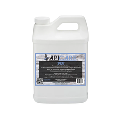A white plastic jug of ApiCare Spray pesticide with a detailed blue, black, and white label on a plain white background.