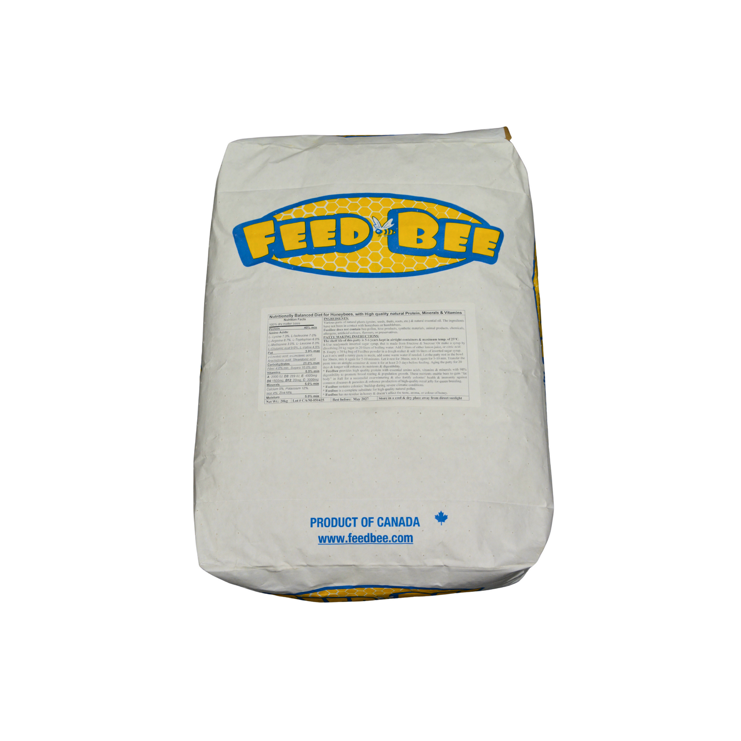 Bag of Feed Bee product on a white background