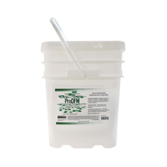 White container of ProDFM with a lid and label on a white background