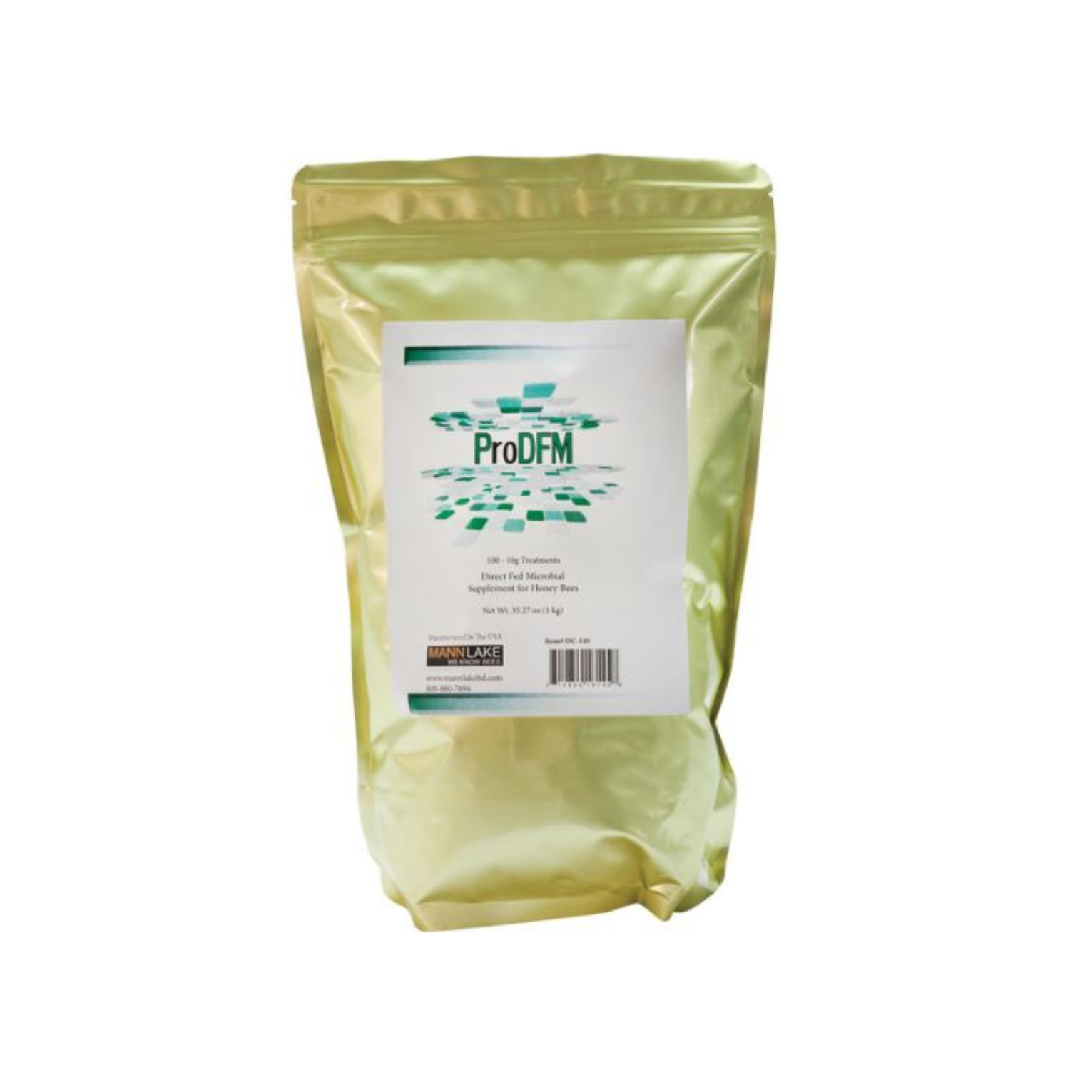 Gold ProDFM package with a white label on a white background