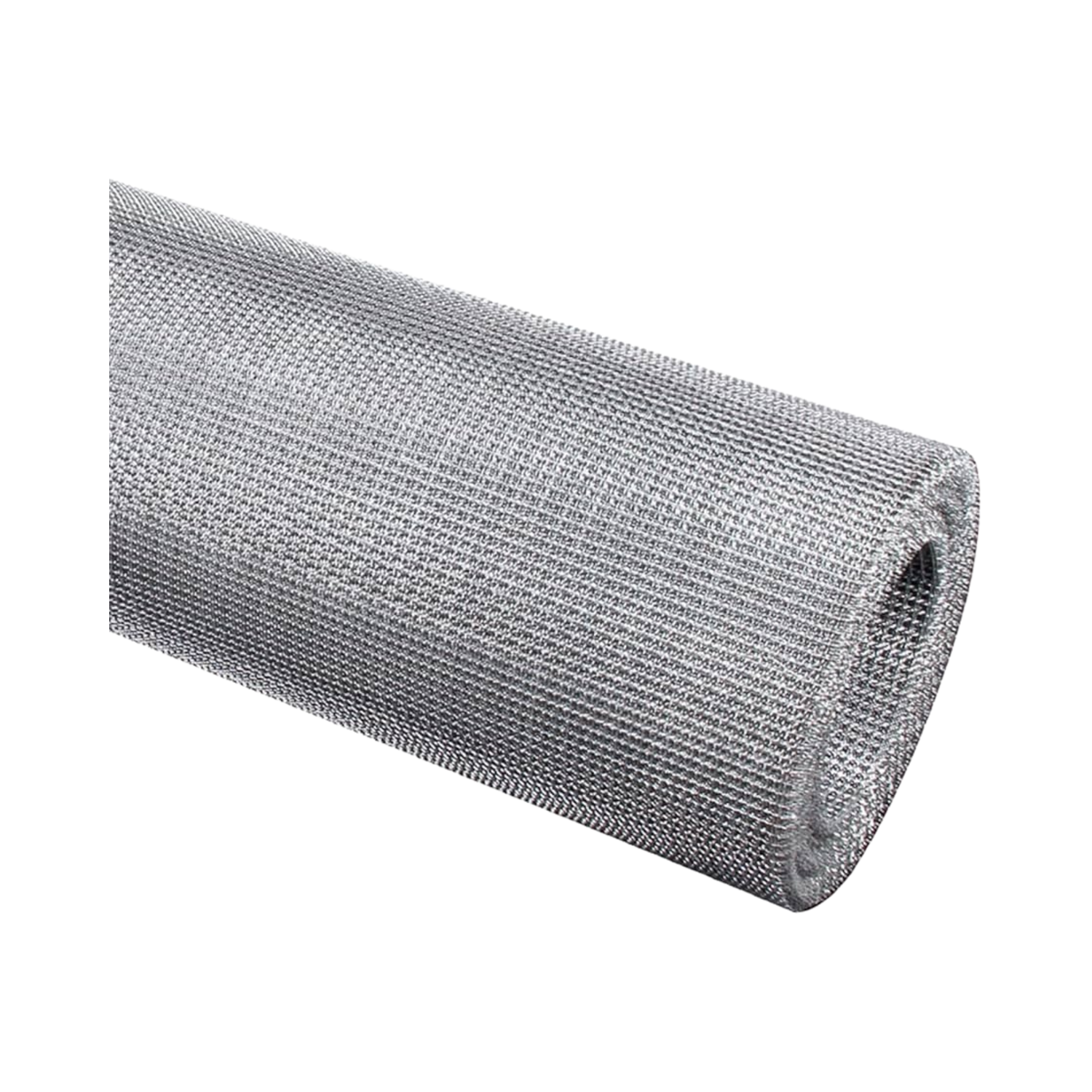 roll of metal mesh on white background