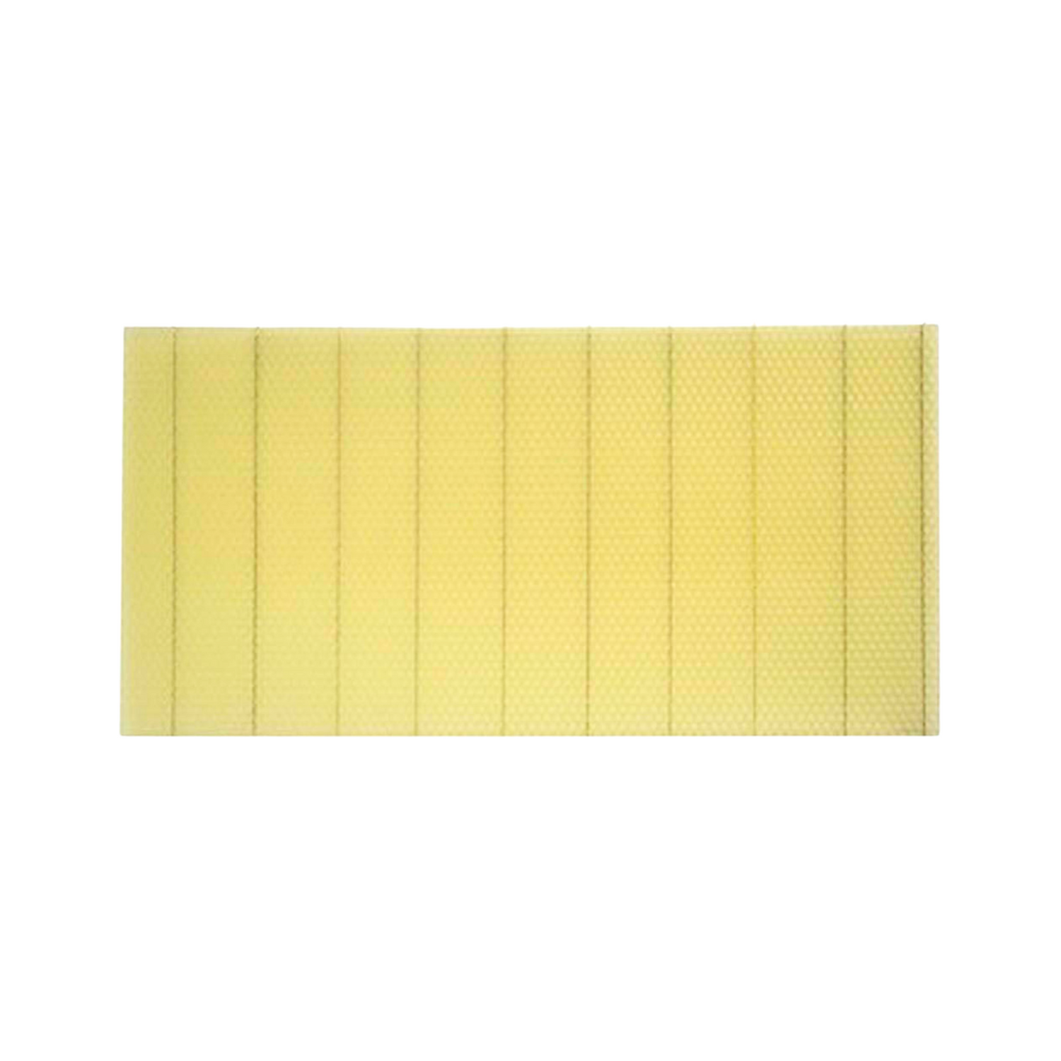 Yellow wired wax foundation for use in 9 1/8-inch frames on a white background