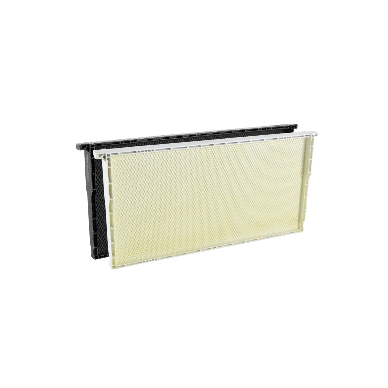 A white and black plastic frame and foundation on a white background