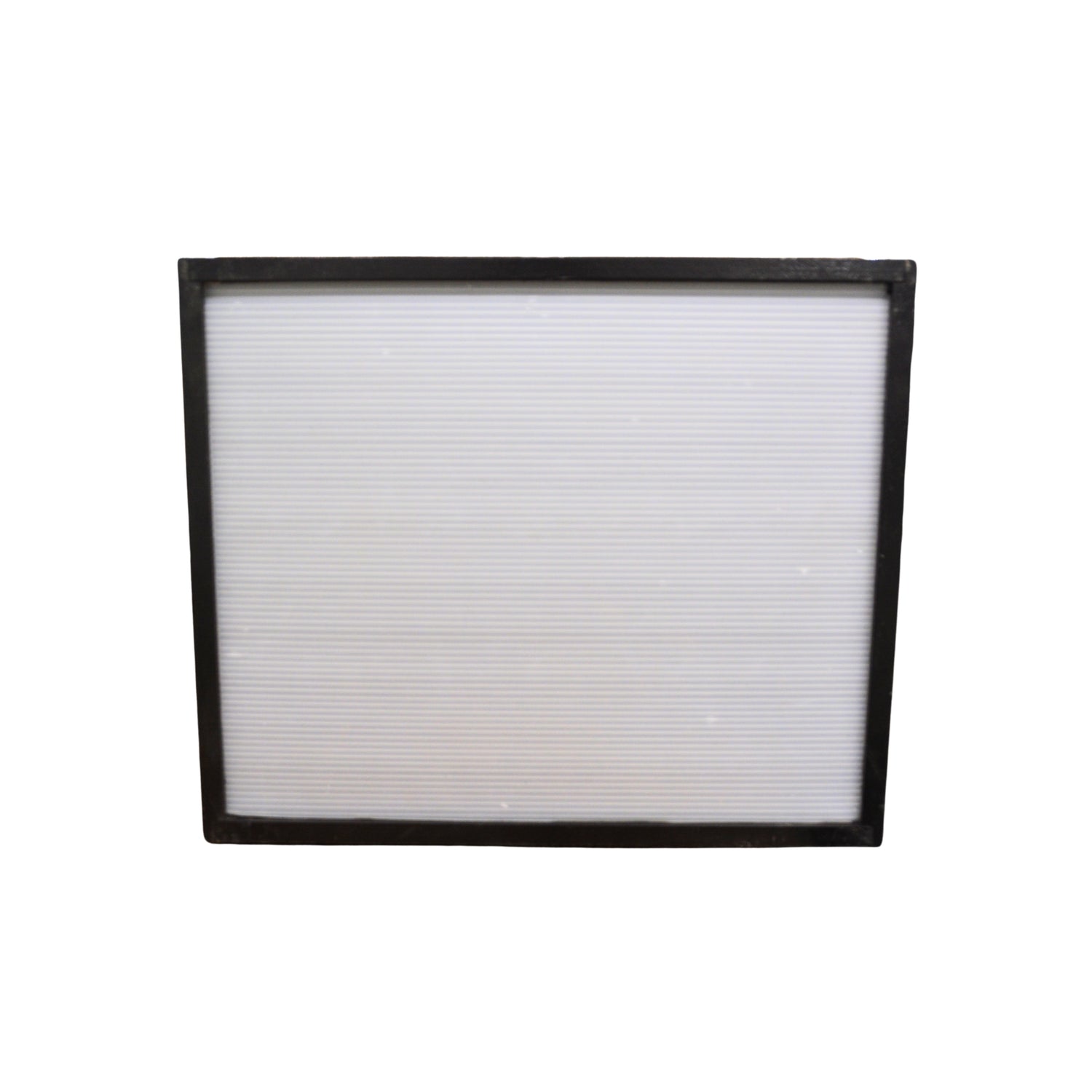 A fume board with a black frame and a white pleated center, shown against a plain white background
