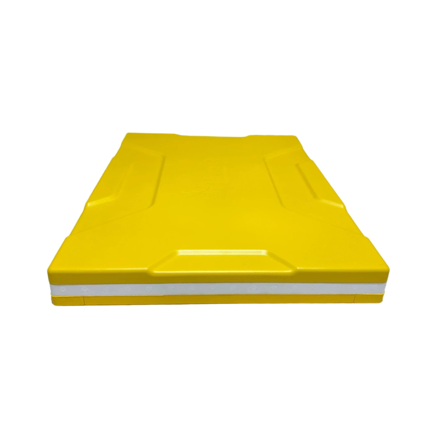 Yellow plastic top for a HiveIQ setup on a white background