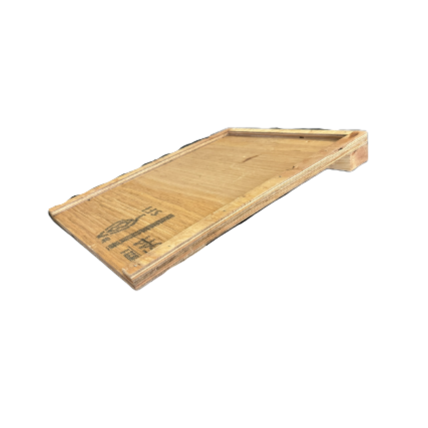 Wooden and waxed bottom board on a white background
