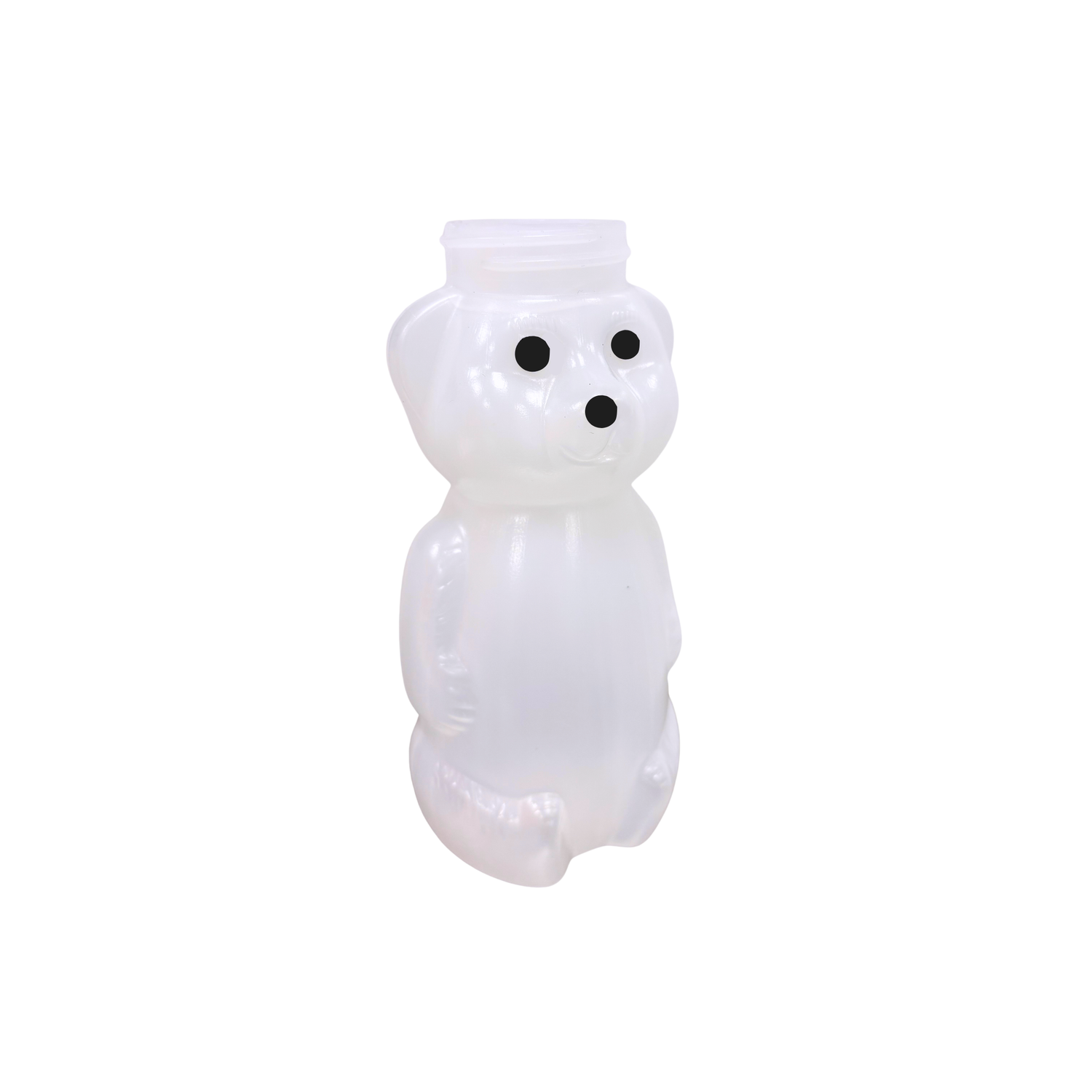 A 340-gram plastic squeeze bear on a white background