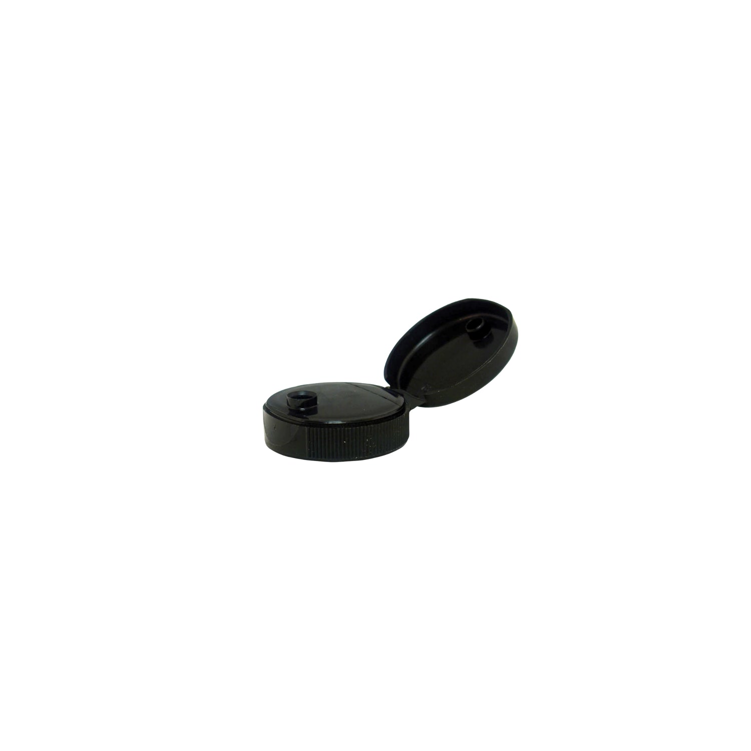 A black plastic flip lid on a white background
