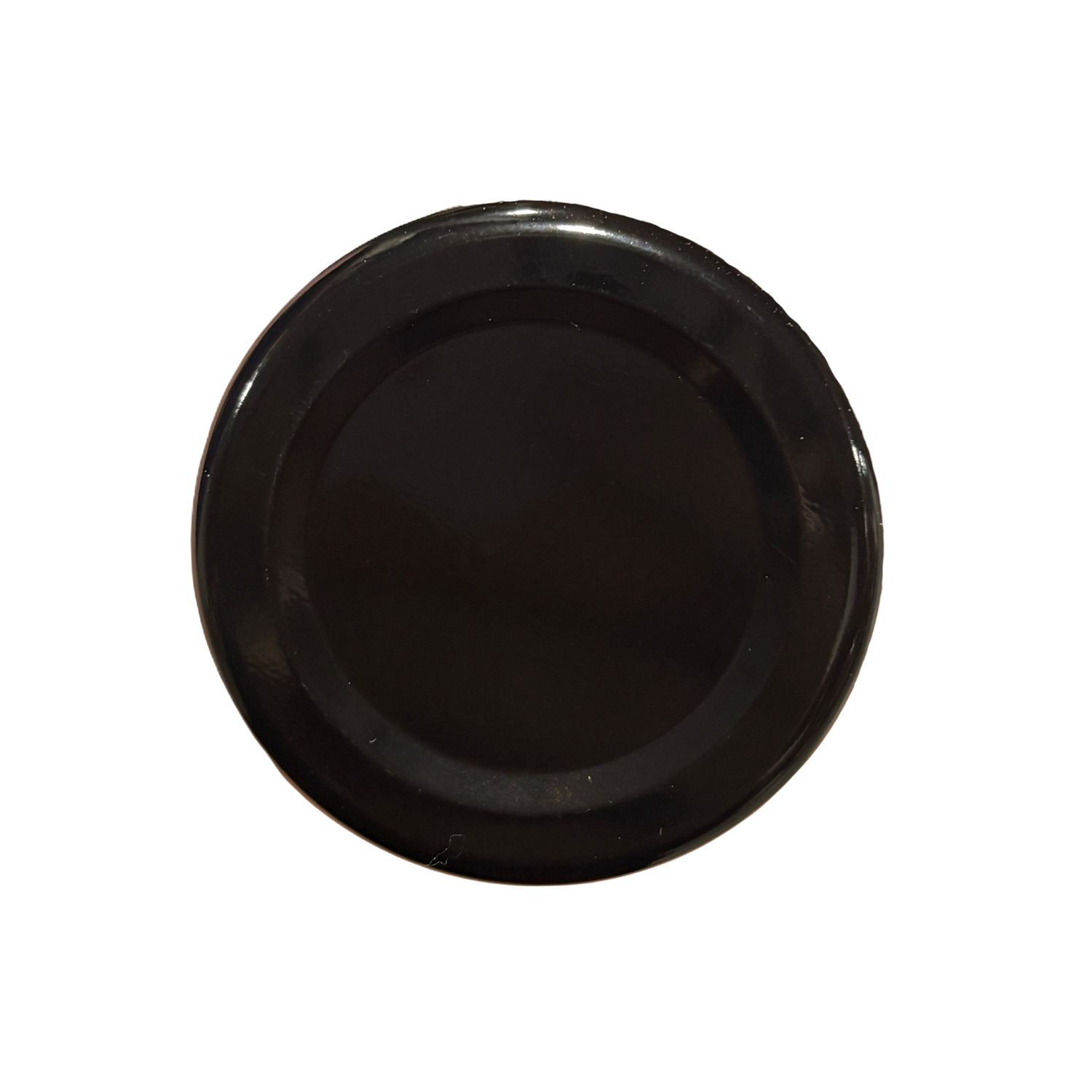 A black lid for a glass jar on a white background