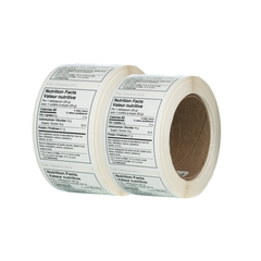 2 rolls of nutrition fact labels on a white background