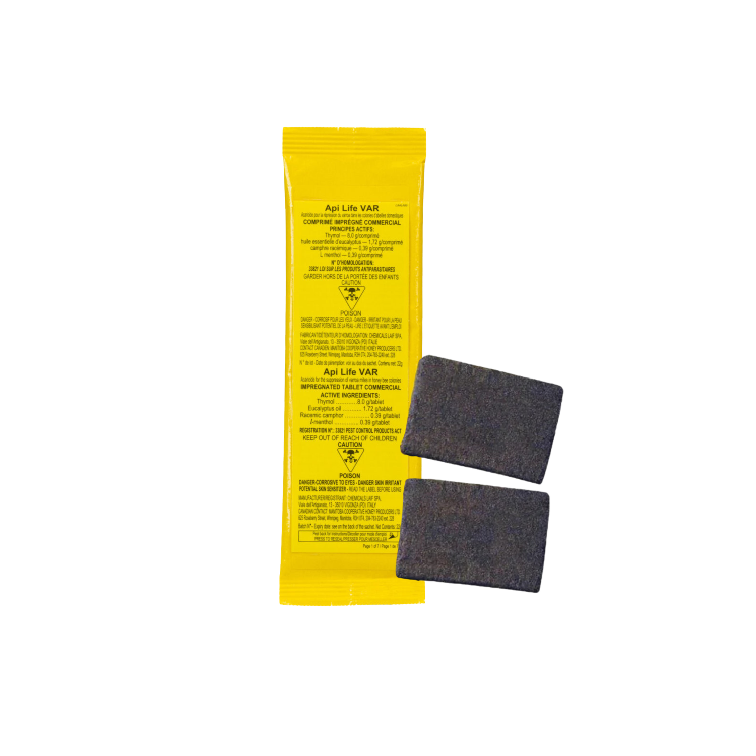 Yellow package of API Life Var with two black pads on a white background