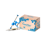 A collage of Amiflex tubes, an applicator, and a cardboard box with Amiflex branding on a white background