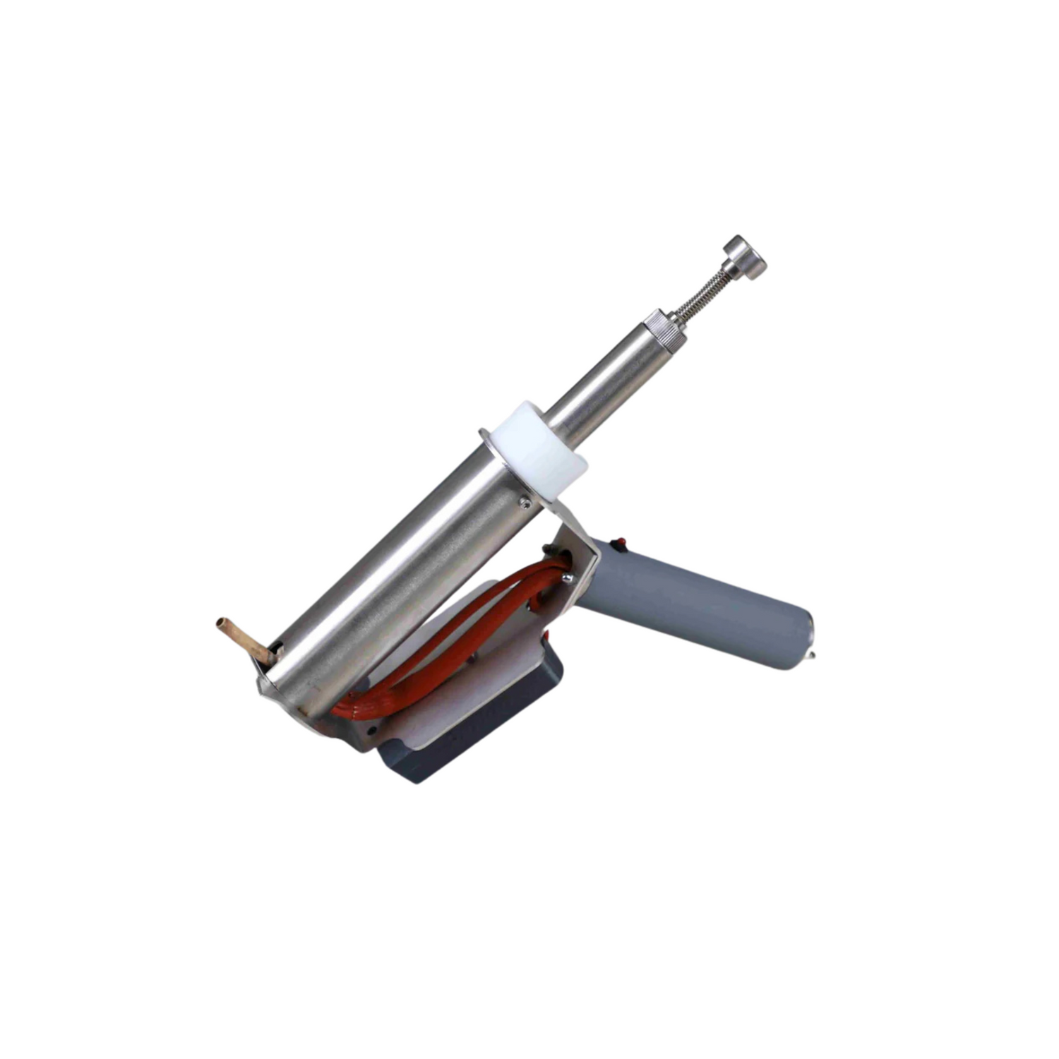 Metallic cylindrical tool called Pro Vap Easy that dispenses oxalic acid.