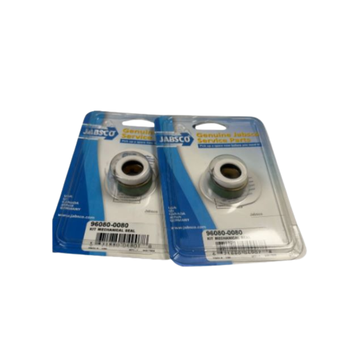 Two Jabsco mechanical seal kits in packaging on a white background
