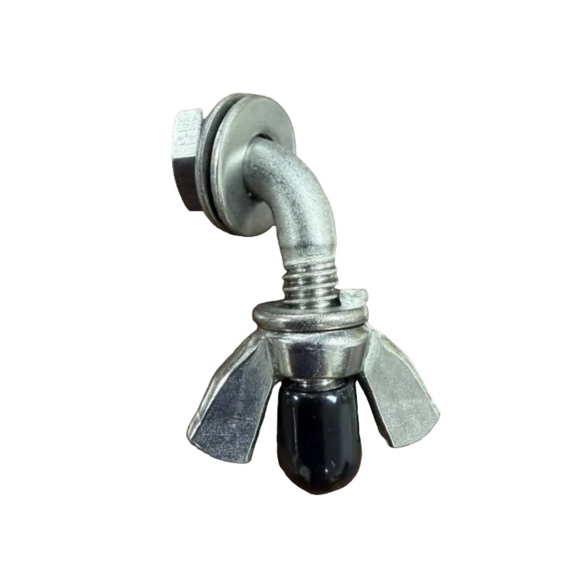 A metal bolt on a white background