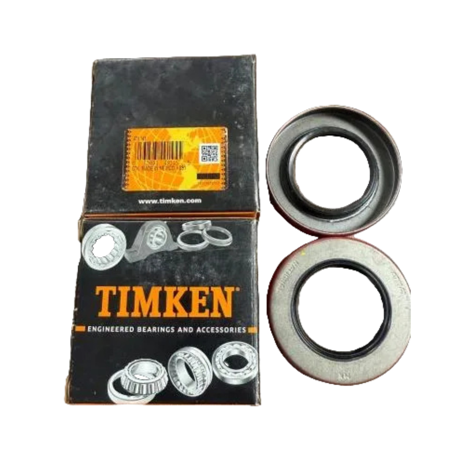 Timken bearings with packaging on a white background