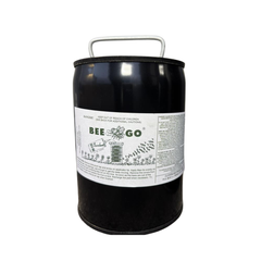 Black cylindrical container with a label for "Bee Go" on a white background
