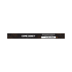 A long, narrow black label for Honey Bee Products in style 'B-100 or Black' on a white background
