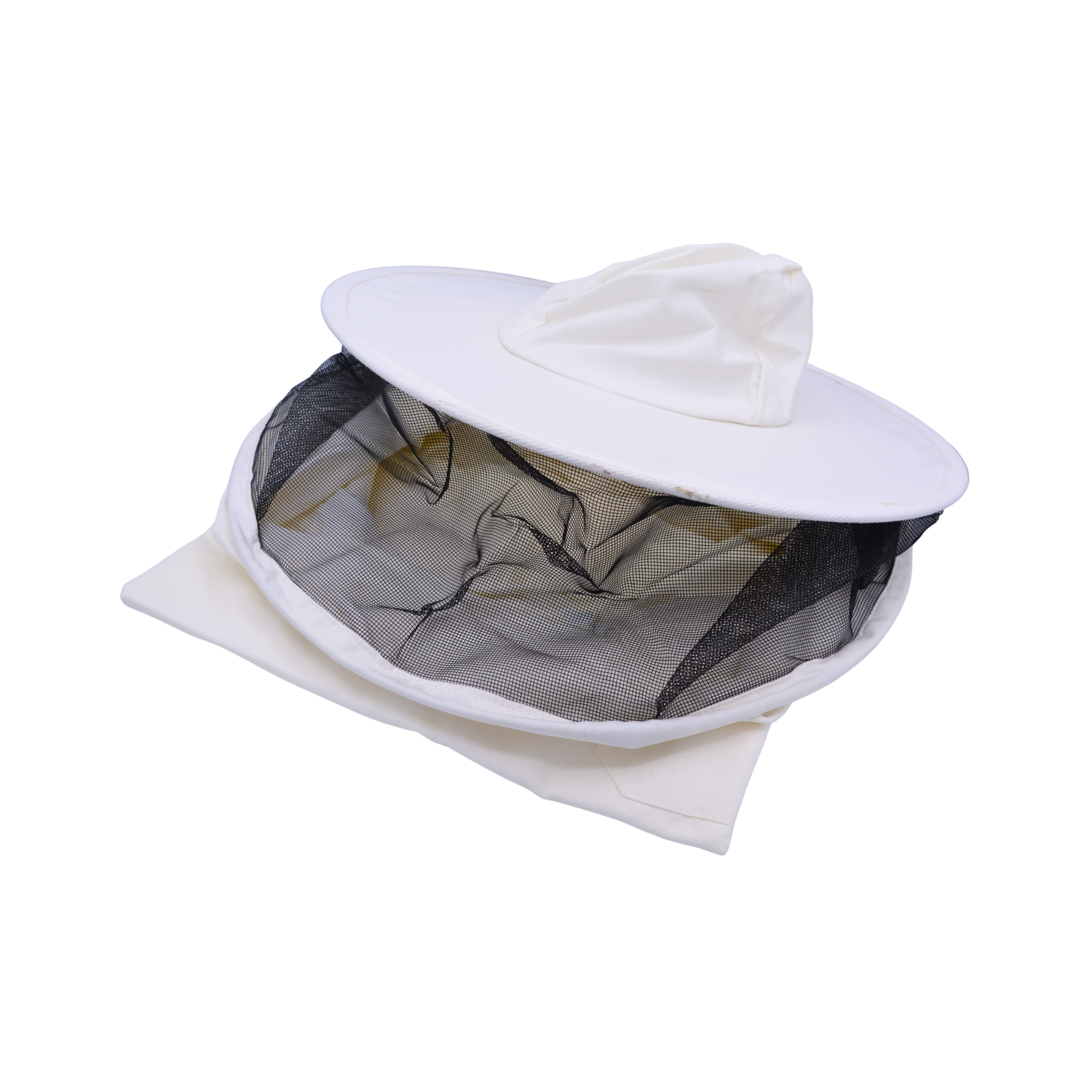 A white round veil and jacket on a white background