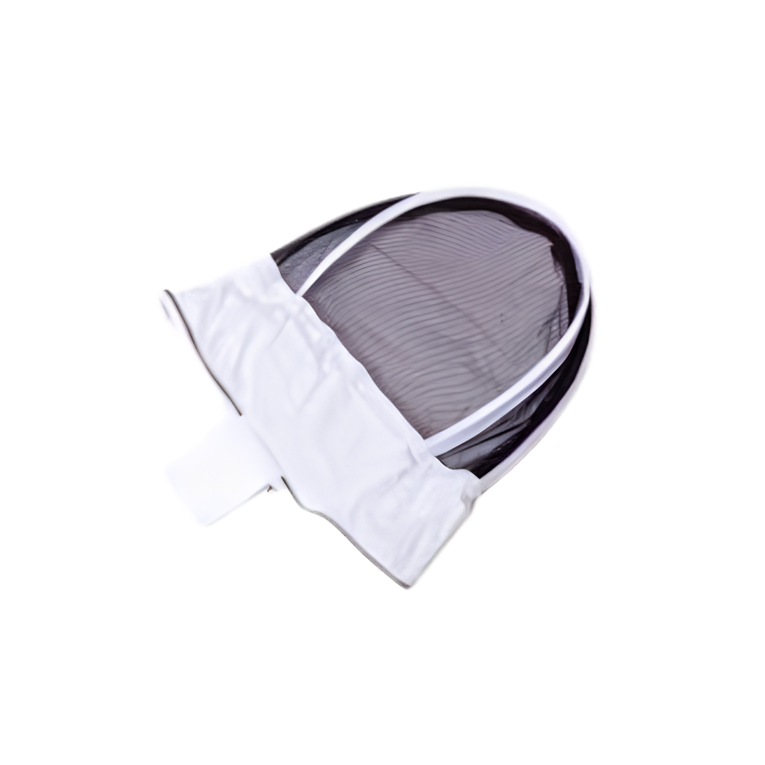 A white replacement veil used in beekeeping on a white background