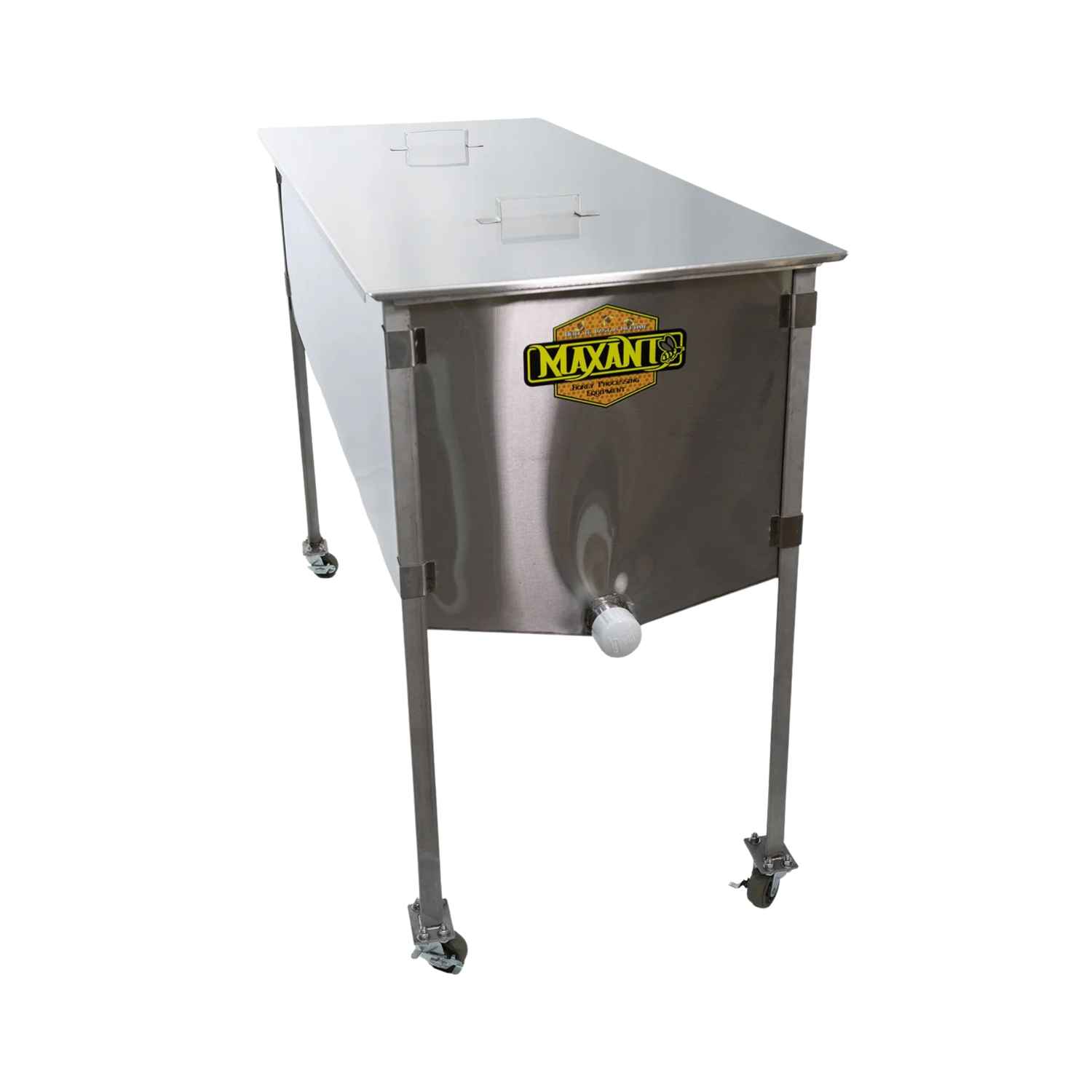 Stainless steel uncapper with Maxant logo on a white background