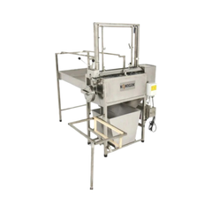 Konigin semi-automatic bottle uncapper with a stainless steel housing, bottle guide rails, and control panel, designed for small-scale beverage production