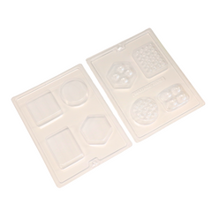 2 plastic sheets of soap molds on a white background
