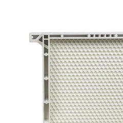 Close-up of white plastic foundation on a white background